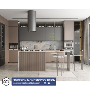 إعادة تصميم مطبخ مشروع فندق إسبانية مباشرة من أثاث الصين خزائن مطبخ Pvc تصاميم مطبخ حديثة - Product Image 2