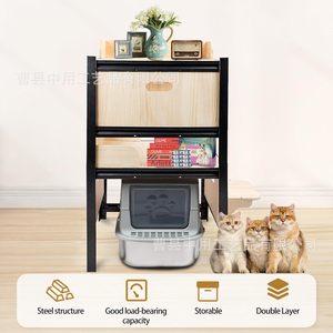 <b>Cat</b> Climbing Cabinet Multi Layer Wooden Storage <b>Litter</b> Box Enclosure Pet Furniture - Product Image 4