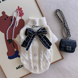 Pull d'hiver classique pour <span class=keywords><strong>chien</strong></span>, col roulé, vêtements doux et chauds, nœud papillon, pull en tricot pour animaux de compagnie, ours en peluche, <span class=keywords><strong>Yorkshire</strong></span> pour petit <span class=keywords><strong>chien</strong></span> - Product Image 6