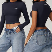 Camisetas cortas de manga corta ajustadas de alta calidad, ropa de algodón ajustada, Tops cortos de verano de Color sólido para mujer