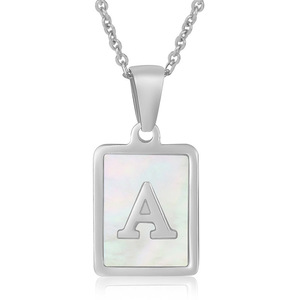 Collana Minimalista Placcata <span class=keywords><strong>Oro</strong></span> con Iniziale, da Donna, Trendy, con Ciondolo a Lettera in Acciaio Inossidabile con Madreperla, Anti-Appannamento - Product Image 1