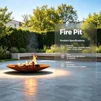 Brasero décoratif rustique en acier Corten martelé pour jardin, extérieur, patio, aménagement paysager, chauffage, brûleur à bois sans fumée