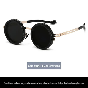 Occhiali da Sole Polarizzati Dimmerabili a 9 Livelli con Filtro ND Rotante Continuo, Aste in Metallo Cavo, Stile Steampunk Vintage Unico - Product Image 4