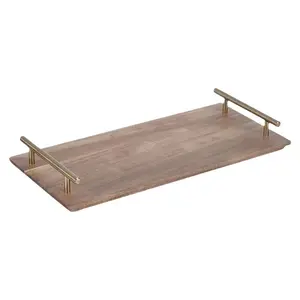Decorative Boards Rectangular Serving Trays with Metal Handles kitchenware Tabletop Decorative Wooden Serving Tray Set
