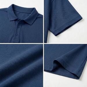 Polo de Manga Corta Azul Marino para Hombre, Corte Regular, Color Sólido, Estilo Oxford Informal, Diseño con Botones, Transpirable - Product Image 5