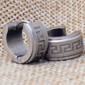 MECYLIFE-pendientes de aro de acero inoxidable con símbolo <span class=keywords><strong>griego</strong></span>, pendientes de aro con diseño de <span class=keywords><strong>gran</strong></span> pared cepillados - Product Image 6