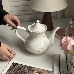 Tazza da Caffè in Ceramica 2026 Originale Francese con Bordo Rosa, Motivo Floreale in Rilievo, Stile Vintage di Lusso Leggero, Retrò, Adatta al Microonde, con Piattino - Product Image 6