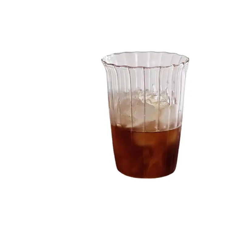 Gelas bergaris 11/15Oz, gelas minum antik gelas koktail untuk Es kopi jus minuman susu