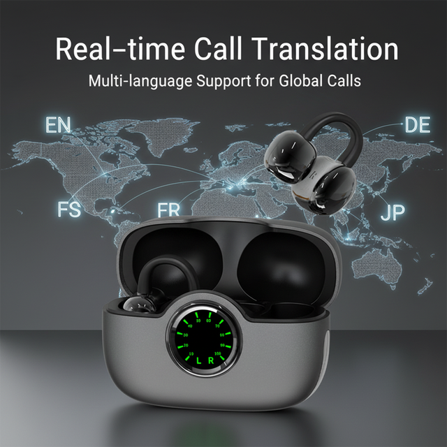 Call Translation Headset Real-Time Multilingual Translation for V5.4 Apt-X HD Over-Ear Hybrid Driver Design Travel 6 Hours
