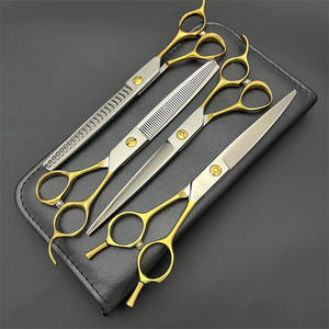 กรรไกรตัดขนสัตว์เลี้ยงด้ามทอง 7 นิ้ว สแตนเลสสตีล ครึ่งสีทองด้าน สำหรับตัดขนสุนัข - Product Image 3