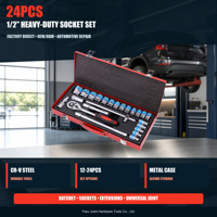 Fournisseur direct d'usine OEM/ODM – Jeu de clés à douilles robustes en acier au chrome-vanadium de 24 pièces avec mallette rigide pour diagnostic automobile