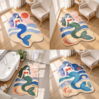 Tapis de sol Disney sirène imprimé sur mesure, tapis de sol antidérapant, tapis irrégulier Anime pour salon, chambre à coucher, tapis doux