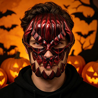 Masque demi-visage HLC pour la saison d'Halloween, masque de cosplay d'horreur, masque de fête costumée, masque de terreur pour adulte
