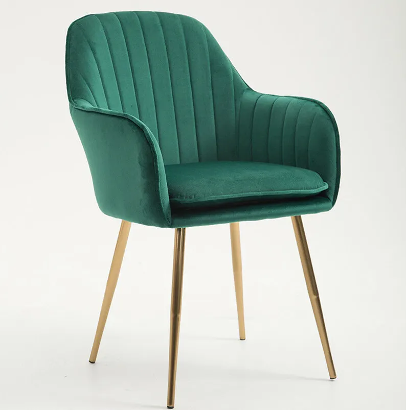 Cadeira de braço alto verde veludo, cadeira de lazer, móveis para casa, sala de estar, tecido de design luxuoso moderno