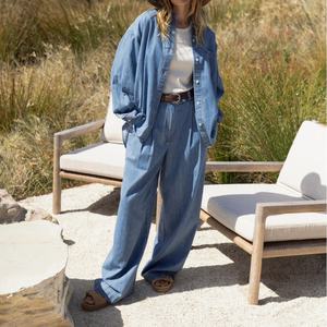 เสื้อผ้าเดนิมลดราคาประจำฤดูใบไม้ร่วง ชุดยีนส์คุณภาพสูงสำหรับผู้หญิง เสื้อเชิ้ตเดนิมลำลอง กางเกงยีนส์ ชุดเซ็ตสองชิ้นสำหรับผู้หญิง - Product Image 1