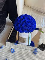 Fleurs de mariage, cadeaux pour la fête des mères, roses éternelles bleu royal, boîte à fleurs de luxe, boîte cadeau florale éternelle en gros