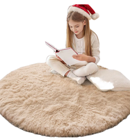 Tapis rond moelleux et shaggy antidérapant, tapis de sol doux à poils longs et épais, tapis circulaire pour salon, chambre d'enfant, décoration intérieure