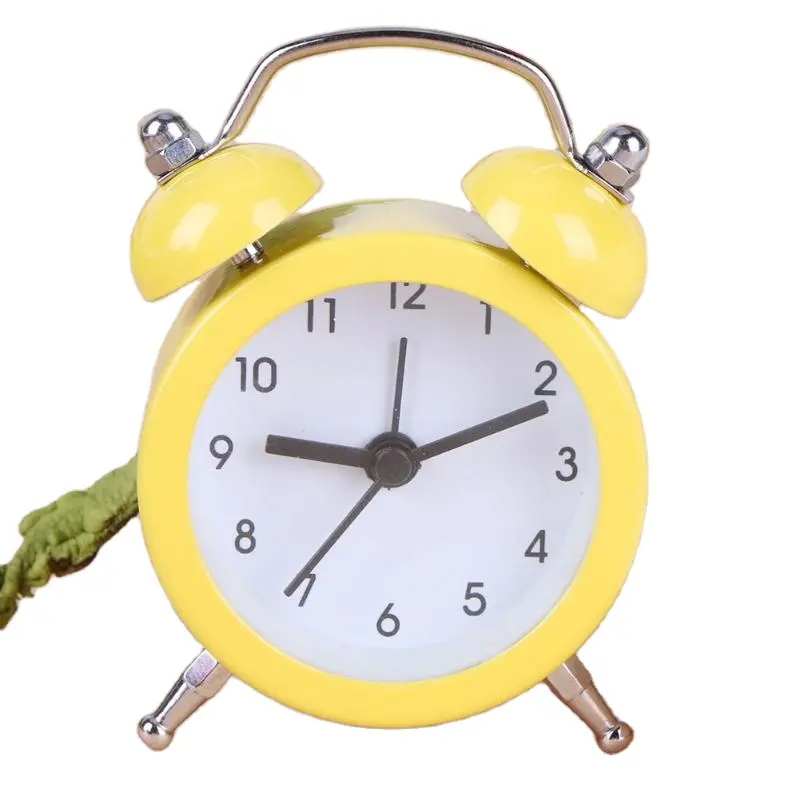 Mini Cartoon Dial Number Round Clock Desk Alarm Children Living Room Bedroom Metal Alarm Clock Home Decorative Colorful Clock