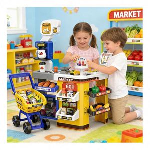 Ensemble de jeu d'imitation pour enfants : Supermarché éducatif avec caisse enregistreuse, scanner et chariot de courses - Product Image 3