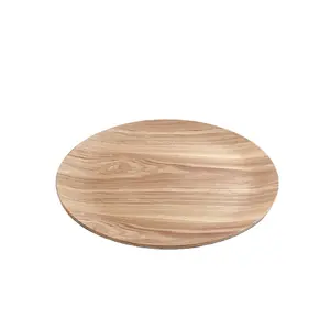 Plateau rond antidérapant de haute qualité, assiette de service en bois de saule, plateau et plateau de service 1 pièce