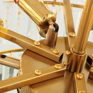 Luminaires suspendus design modernes lustre rond de luxe en cristal or k9 pour le salon - Product Image 6