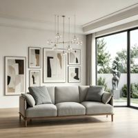Canapé en cuir avec structure en bois massif, style minimaliste, canapé moderne, canapé à haute résilience