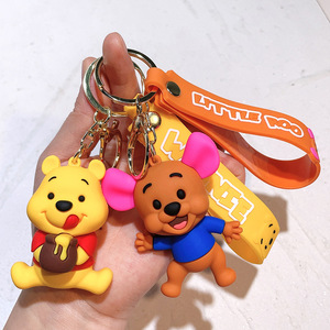 3D Doll Toy Pendant Silicone Keychain Custom <b>Cute</b> Cartoon Bear <b>Keyring</b> Milk Tea French Fries Toast Key Chain Knapsack Decoration - Product Image 4