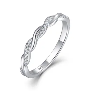 फैशन हीरे के गहने शुद्ध चांदी 925 चढ़ाना अंगूठी शादी शादी पार-मत डालो असीमित अंगूठी