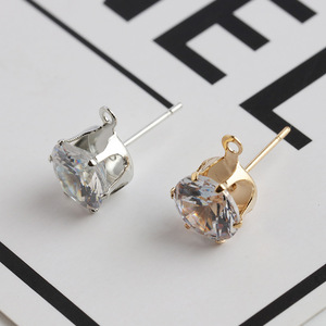 <b>Stud</b> <b>Earrings</b> <b>Crystal</b> Rhinestone Claw Setting White K Gold Color Everyday Wear Jewelry Accessories - Product Image 3