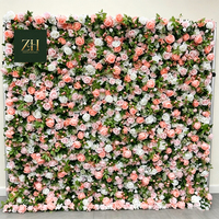 Faltbare Orange-Rote 3D Künstliche Rosen-Blumenwand für Hochzeiten und Events, Fotokulisse aus Seidenblumen
