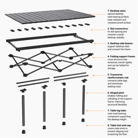 Table de pique-nique en métal peu encombrante pour le camping, table pliante d'extérieur durable et légère avec sac de rangement