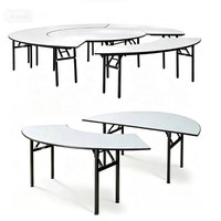 Table de banquet robuste pliable avec pieds en acier, plateau en contreplaqué, revêtement en PVC blanc, mobilier modulaire pour événements