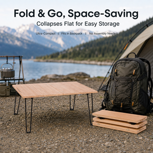 <span class=keywords><strong>Table</strong></span> de camping pliable en bambou durable à 4 sections, <span class=keywords><strong>table</strong></span> de pique-nique portable avec pieds en métal, légère, pour <span class=keywords><strong>6</strong></span> <span class=keywords><strong>personnes</strong></span> et plus, idéale pour le parc et le jardin - Product Image 2