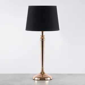 China supplier hotel decor black lamp shade luxury golden metal table bedside lamp for home