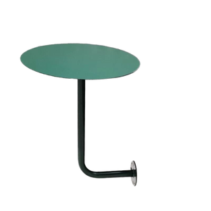 Mesa Redonda Moderna de Pared con Tapa de Vidrio Templado y Estructura Metálica para Sala de Estar, Uso como Mesa de Centro - Product Image 1