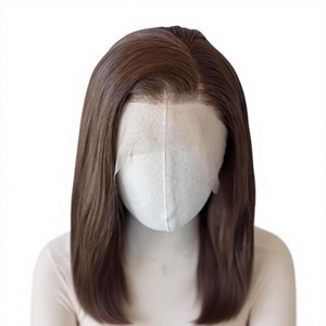 Perruque frontale HD droite en dentelle, cheveux humains vierges brun foncé, unité de cheveux en gros, prête à porter, sans colle - Product Image 1