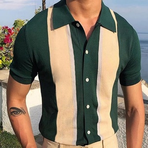 เสื้อเชิ้ตผู้ชายลายทางวินเทจ พิมพ์ลายซิลค์สกรีน ระบายอากาศได้ดี น้ำหนักเบา ผ้าถัก สปอร์ต เหมาะสำหรับกอล์ฟ - Product Image 5