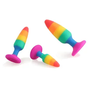 Plug anal enorme de silicone, brinquedo sexual colorido para homens e mulheres