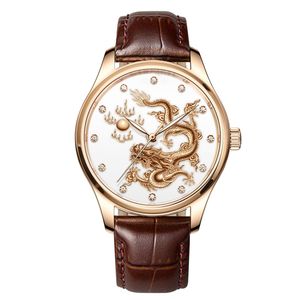 <span class=keywords><strong>Montre</strong></span> mécanique en acier inoxydable avec bracelet en cuir de style chinois, dragon et phénix du zodiaque en nacre, logo personnalisé OEM - Product Image 5