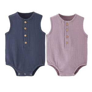 Tuta da bambina in fabbrica Keli Bear a maglia vestiti per bambini in cotone Casual <span class=keywords><strong>tutina</strong></span> in tinta unita senza maniche estiva body body - Product Image 1