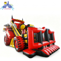 Glissade gonflable Monster Truck Lilytoys avec zone de saut, trampoline en PVC certifié CE pour garçons