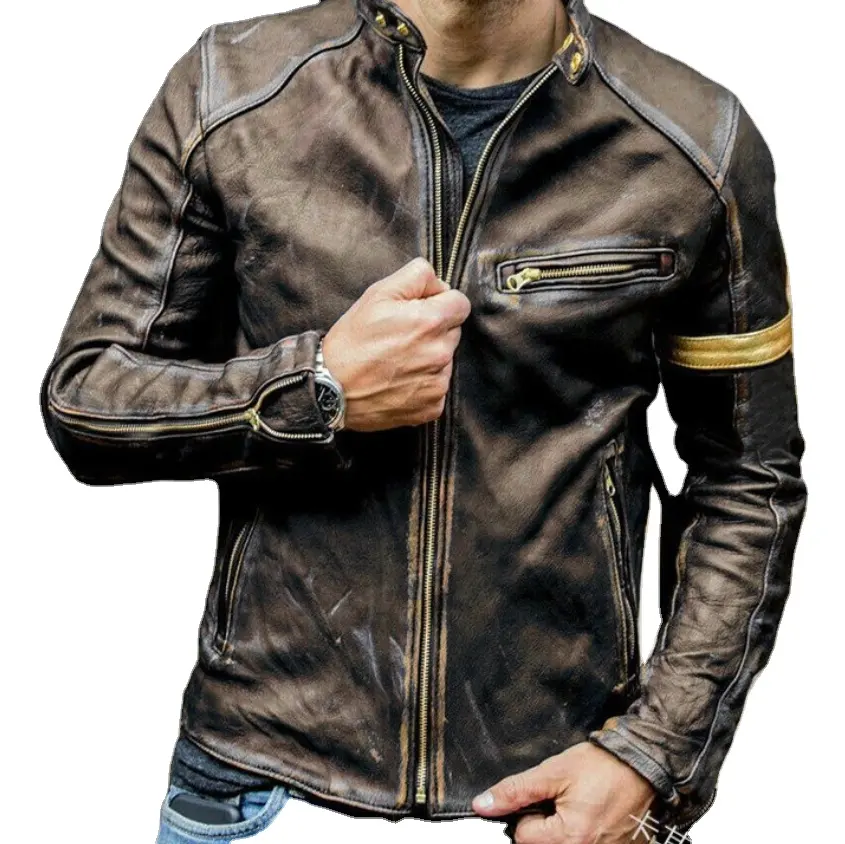 Мужская мотоциклетная кожаная куртка, черная повседневная куртка из искусственной кожи с воротником-стойкой, в стиле панк, Осень-зима 2023