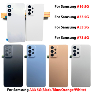 Cache arrière en verre pour téléphone portable <span class=keywords><strong>Samsung</strong></span> A16 A33 <span class=keywords><strong>A53</strong></span> A73 5G avec porte-batterie et lentille de caméra de remplacement - Product Image 1