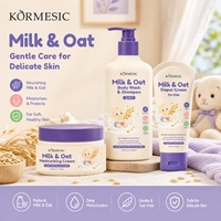 KORMESIC 500ml Sabun Mandi Bayi Sampo Rambut 2IN1 Susu Oat Logo Kustom Label Pribadi Krim Wajah Melembapkan Krim Popok untuk Anak