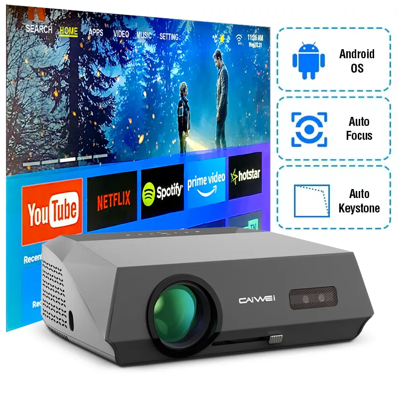 caiwei A10Q WIFI 1080P LCD LED Projector 4K Autofocus Outdoor Video Movie Business Tablet Projectors For Office