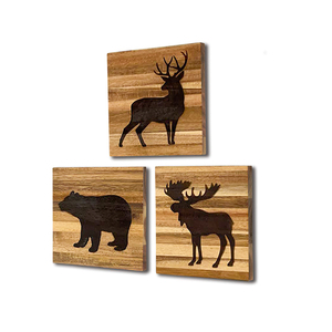 Set <span class=keywords><strong>di</strong></span> 3 decorazioni per la cabina in <span class=keywords><strong>legno</strong></span> con orso, cervi e alci-<span class=keywords><strong>bosco</strong></span> rustica regali <span class=keywords><strong>di</strong></span> caccia arte della parete decorazione per la casa, soggiorno - Product Image 1