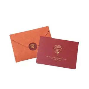 Ychonホット販売シンプルなスタイルの祝福招待カードかわいいデザインパターンホットスタンピングクラフト招待カード