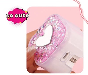 Girlie điện thoại 3prong tim xoắn ốc sạc tip cáp bảo vệ Kit và gương TPU Iphone 3pin cắm Bìa trường hợp sóng Loại C vỏ - Product Image 3