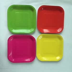 Colorido de la plaza de placas de papel de Color sólido platos desechables platos <span class=keywords><strong>fiesta</strong></span> decoraciones - Product Image 1
