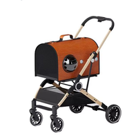 2026 Nouveau modèle de chariot de transport pour chat et chien, confortable, détachable, pliable à une main, 4 roues, coupe-vent, grande capacité, design capsule
